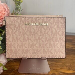 Michael Kors Jet Set Travel Small TZ Coin Pouch Wallet Powder Blush ID Holder